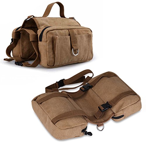 POPETPOP Paquete de Perro Hound Travel Senderismo Mochila de Viaje Saddle Bag Mochila para Perro Mediano y Grande (de Color Caqui)