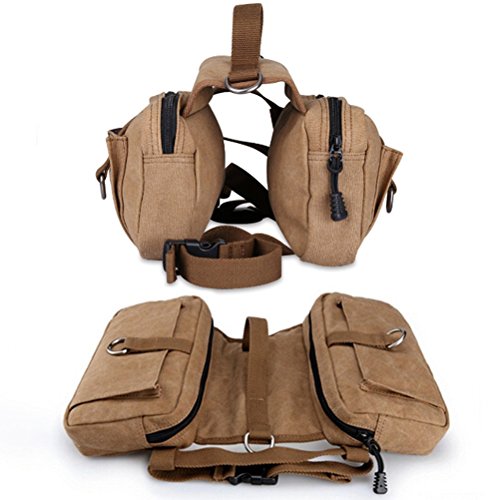 POPETPOP Paquete de Perro Hound Travel Senderismo Mochila de Viaje Saddle Bag Mochila para Perro Mediano y Grande (de Color Caqui)