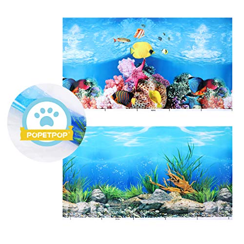 POPETPOP Pegatina de Fondo de Pecera Papel Tapiz Decorativo de Acuario 3D Papel Decorativo de Telón de Fondo Marino Submarino