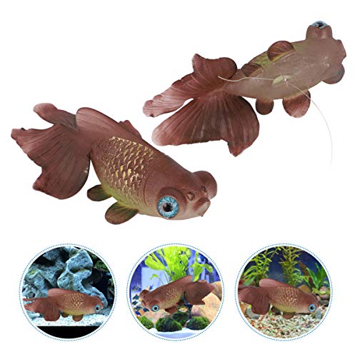 POPETPOP Pez Artificial Brillante Efecto Brillante Adornos Decorativos para Pecera Bajo El Agua de Agua Salada Falso Pescado Colorido Marrón Oscuro