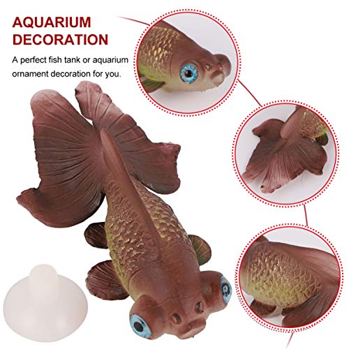 POPETPOP Pez Artificial Efecto Brillante Decoración del Acuario Adorno Flotante Paisaje del Acuario Adorno Decoración Marrón Oscuro