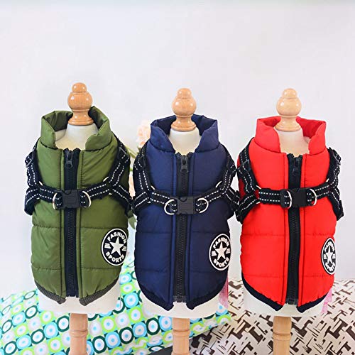 Poseca Ropa para Perros para Perros pequeños Abrigo para Perros Chaqueta de Invierno Ropa para Perros Abrigo para Perros Chaqueta para Perros de Invierno cálido con arnés para Perros pequeños