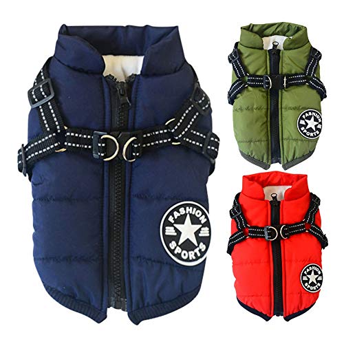Poseca Ropa para Perros para Perros pequeños Abrigo para Perros Chaqueta de Invierno Ropa para Perros Abrigo para Perros Chaqueta para Perros de Invierno cálido con arnés para Perros pequeños
