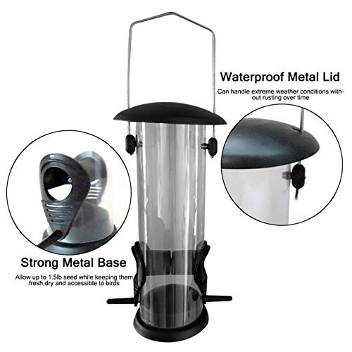 Prom-note Comedero Pájaros Silvestres Ventana Comedero Colgante, Parte Superior E Inferior De Metal No Es Fácil De Envejecer Fuerte Y Robusto Alimentación Conveniente, para Exteriores Y Jardines