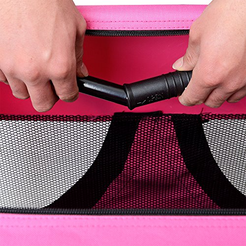 [pro.tec] Bolsa de transporte para mascotas - Tamaño: M (60x42cm) - Transportín plegable para perro (ROSA)