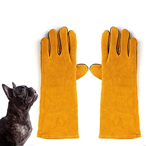 Protector de Manos Guantes de Seguridad Anti-mordida, Guante Ultra Largo de Cuero espesante antiarañazos, para Bull Terrier Perro Gato Pájaro Serpiente Loro Lagarto Salvaje