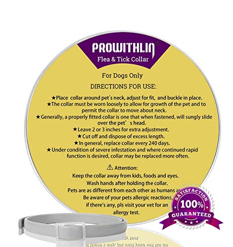 prowithlin Collar Antiparasitario para Perros contra Pulgas, Garrapatas Y Mosquitos, 8 Meses de Duración de Protección, Composición de Aceite Natural, No tóxico y Seguro (2 Paquetes)