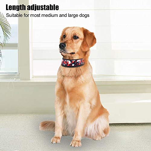 Pssopp Cuello del Animal doméstico de Nylon Ajustable Collar de Perro de la Hebilla Reflectante Collar de adiestramiento de Perros con Relleno Suave para Perros medianos(M-Camuflaje Rojo)