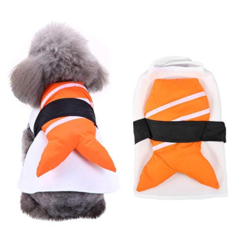 Pssopp Halloween Navidad Disfraz de Mascota Perro Sushi Chef Ropa Divertido Perro Gato Festival Disfraz Sushi Chef Ropa Kimono Cosplay Ropa(S)