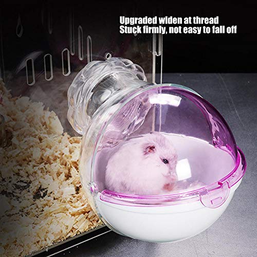Pssopp Hámster Baño Acrílico Pequeña Mascota Arena Sala de baño Colgante Jaula de Animales pequeños Baño Externo Aseo Casa de baño de Conejillo de Indias(Rosa)
