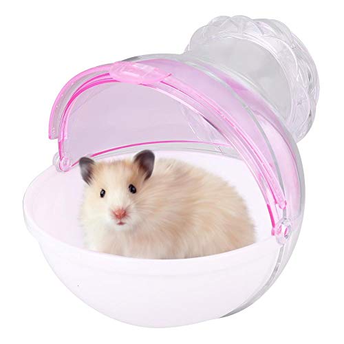 Pssopp Hámster Baño Acrílico Pequeña Mascota Arena Sala de baño Colgante Jaula de Animales pequeños Baño Externo Aseo Casa de baño de Conejillo de Indias(Rosa)