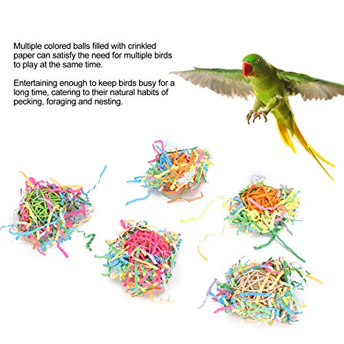 Pssopp Juguetes para triturar Loros Tiras de Papel Juguete para Masticar pájaros Bola de ratán Trituradoras de pájaros Juguete de forrajeo Juguete Colgante para Loro Budgie Periquito Cockatiel Conure