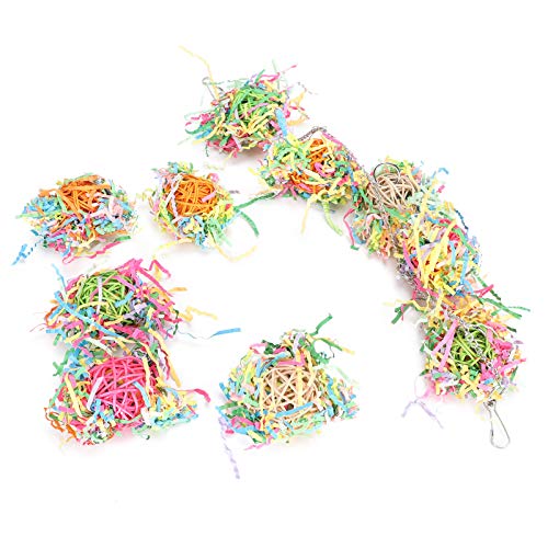 Pssopp Tiras de Papel, Juguete para Masticar pájaros, Bola de ratán, trituradoras de pájaros, Juguete para forrajear, pájaro, Campana Colgante, Juguete para Periquito, Periquito, Cockatiel Conure