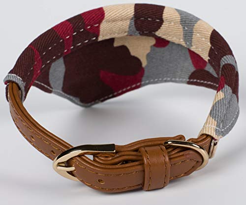 Puccybell Collar de camuflaje para perro con bandana, collar clásico para perros pequeños y medianos HB007 (M, rojo y azul)