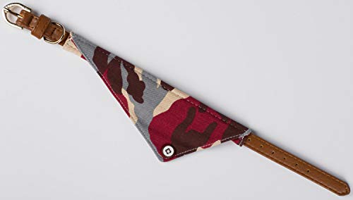 Puccybell Collar de camuflaje para perro con bandana, collar clásico para perros pequeños y medianos HB007 (M, rojo y azul)