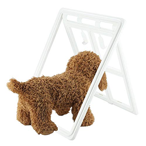 Puerta basculante para gatos y perros, puerta para mascotas, puerta para gatos, puerta con parada automática para mosquitos, marco para puerta (XL-blanco)