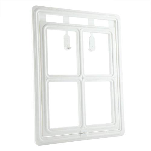Puerta basculante para gatos y perros, puerta para mascotas, puerta para gatos, puerta con parada automática para mosquitos, marco para puerta (XL-blanco)