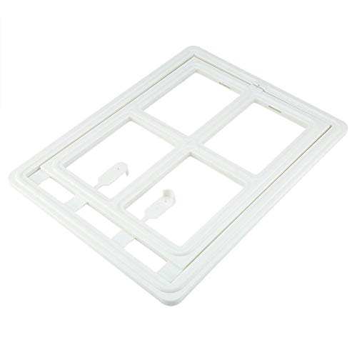 Puerta basculante para gatos y perros, puerta para mascotas, puerta para gatos, puerta con parada automática para mosquitos, marco para puerta (XL-blanco)