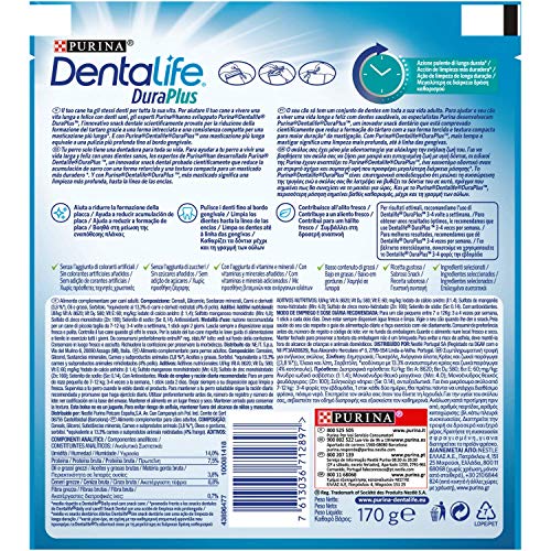 Purina DentaLife DuraPlus - Snack Dental para Perros Pequeños, 5 x 170g