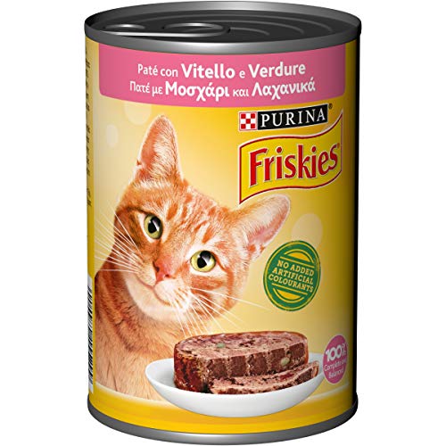 PURINA FRISKIES Húmedo Gato Paté con Ternera y Verduras – 24 latas de 400 g (Paquete de 24 x 400 g)
