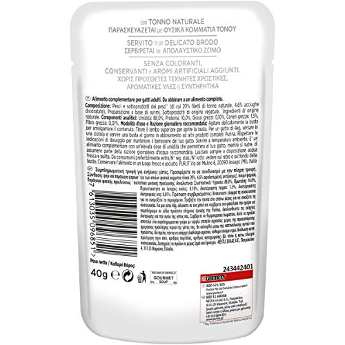 Purina Gourmet Nature 's Creations Soup Soup Soup - Soup para Gatos delicados con atún Natural y atún (32 Sobres de 40 g)
