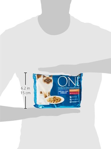 PURINA ONE Especial Gato stérilisé: al Pollo y al Buey – 4 x 85 g – Bolsas Fiambrera para Gatos Adultos –  – Juego de 12