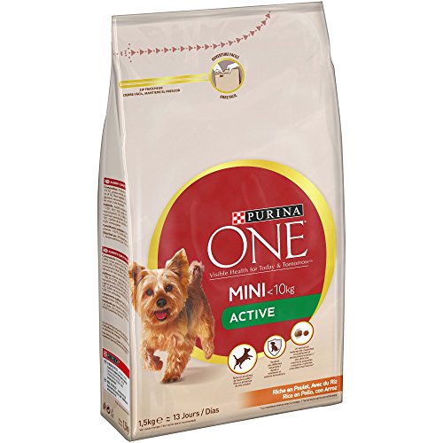 Purina ONE MINI Active Pienso para Perro Adulto Pollo y Arroz 6 x 1,5 Kg