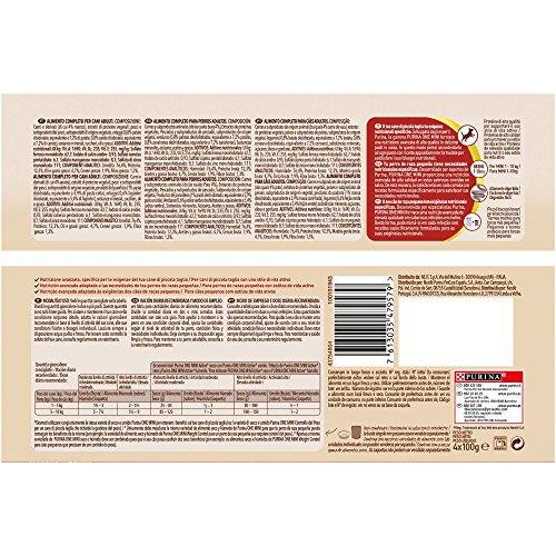 Purina ONE MINI comida para perros húmeda en Salsa Active Perro Adulto Buey y Pato 10 x [4 x 100 g]