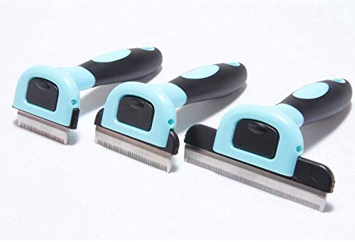 QiCheng&LYS Pincel de Belleza para Perros y Gatos, Pincel de Belleza para Animales Peine para Perros y Gatos Herramienta Profesional Mane (Azul, 100mm)