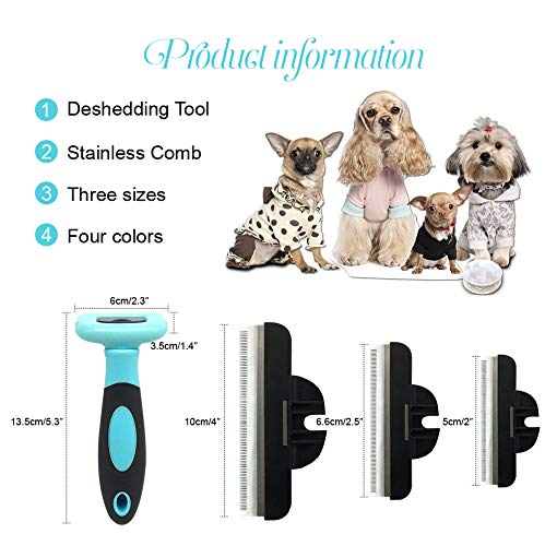 QiCheng&LYS Pincel de Belleza para Perros y Gatos, Pincel de Belleza para Animales Peine para Perros y Gatos Herramienta Profesional Mane (Azul, 100mm)