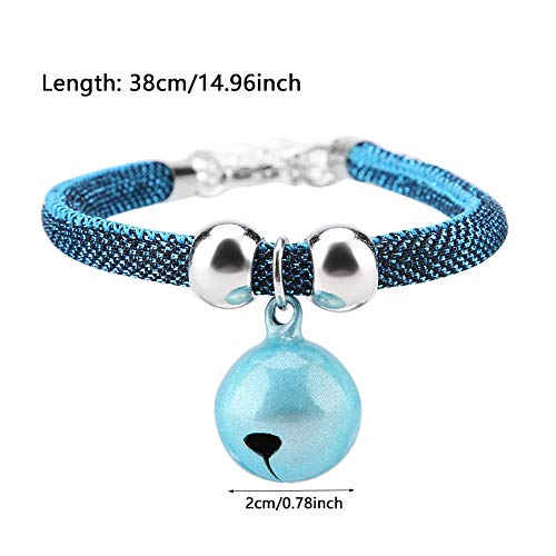 Qiterr Collar de Gato, Collar de Mascotas Estilo japonés Accesorio de Nylon Cadena de extensión de Campana de Suministro de Gatito (Azul)