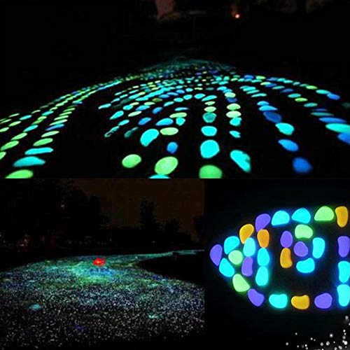 Qiwenr 200Pcs Piedras Luminiscentes，Guijarros Brillantes Piedras Decorativas Guijarros Brillantes Piedras Man Made Glow，para Las Calzadas Decoración al Aire Libre Tanque de Peces de Acuario