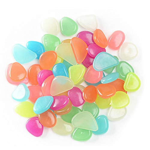 Qiwenr 200Pcs Piedras Luminiscentes，Guijarros Brillantes Piedras Decorativas Guijarros Brillantes Piedras Man Made Glow，para Las Calzadas Decoración al Aire Libre Tanque de Peces de Acuario