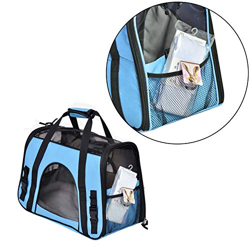 Queta Transportin Perro Gato Bolsa Transporte Gato Trasportines Gato para Perros Gatos Conejos Viaje Coche Aeronave Azul