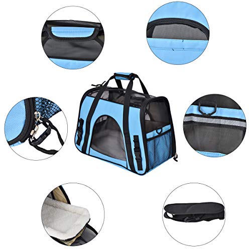 Queta Transportin Perro Gato Bolsa Transporte Gato Trasportines Gato para Perros Gatos Conejos Viaje Coche Aeronave Azul