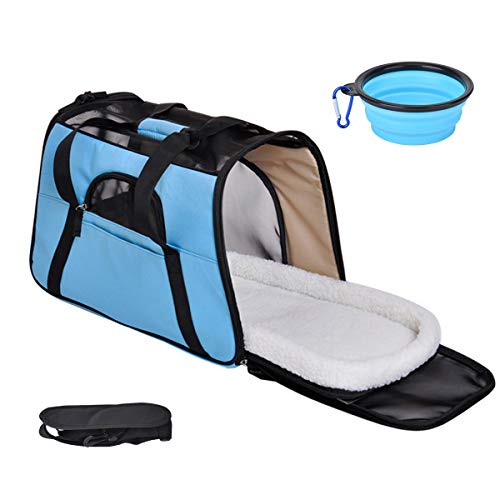 Queta Transportin Perro Gato Bolsa Transporte Gato Trasportines Gato para Perros Gatos Conejos Viaje Coche Aeronave Azul
