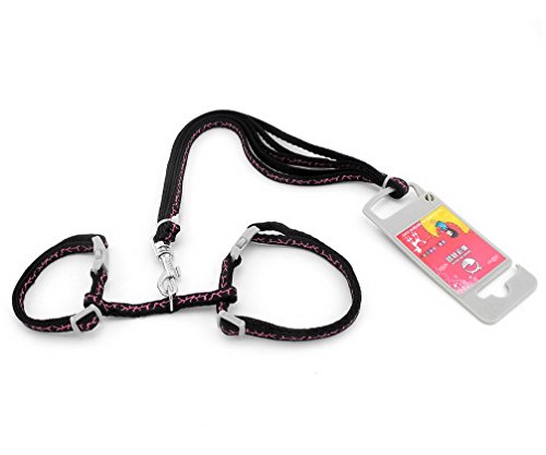 Ranphy Arnés para perros pequeños con arnés para gatos y gatos, con correa ajustable para caminar, entrenar, correr, senderismo, color negro