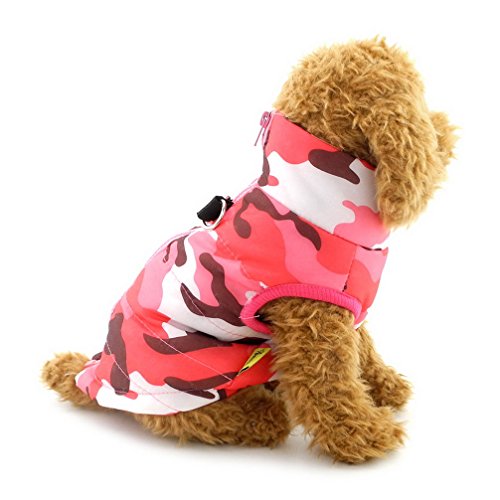 Ranphy Chaleco de camuflaje para perro pequeño con anilla en D para invierno, acolchado de algodón, para cachorro, chaleco para cachorro, arnés para ropa de chihuahua, color rosa, talla XL