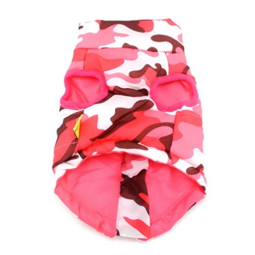Ranphy Chaleco de camuflaje para perro pequeño con anilla en D para invierno, acolchado de algodón, para cachorro, chaleco para cachorro, arnés para ropa de chihuahua, color rosa, talla XL