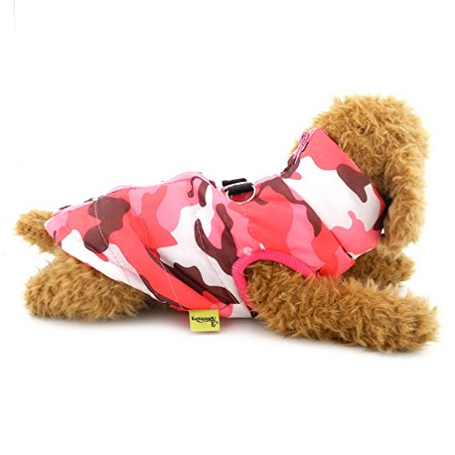 Ranphy Chaleco de camuflaje para perro pequeño con anilla en D para invierno, acolchado de algodón, para cachorro, chaleco para cachorro, arnés para ropa de chihuahua, color rosa, talla XL