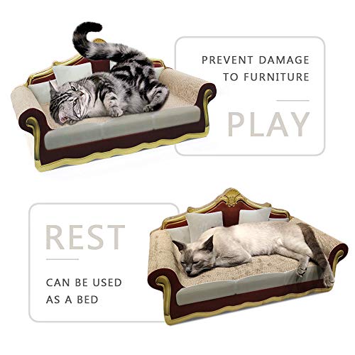 Rascador para Gatos de Corrugado Cartón - Cartón Rascador y Soporte de Descanso 2 en 1 con Forma de Sofá con Catnip, Almohadillas Rascadores para Gatos, Carton Reciclado Tabla Rascadora para Gatos