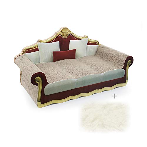 Rascador para Gatos de Corrugado Cartón - Cartón Rascador y Soporte de Descanso 2 en 1 con Forma de Sofá con Catnip, Almohadillas Rascadores para Gatos, Carton Reciclado Tabla Rascadora para Gatos