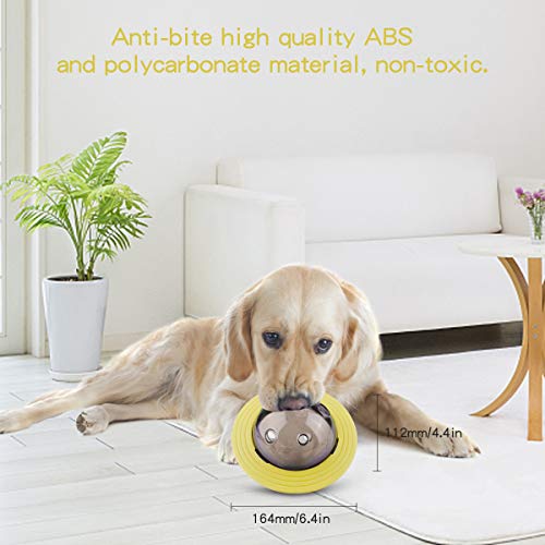 RCRunning-EU Juguete para Tratar Perros OVNI Juguete dispensador de Alimentos Rompecabezas Juguetes IQ Chasing Ball para Perros y Gatos Amarillo