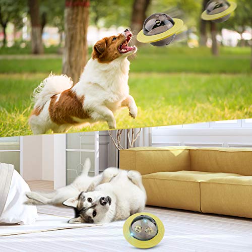 RCRunning-EU Juguete para Tratar Perros OVNI Juguete dispensador de Alimentos Rompecabezas Juguetes IQ Chasing Ball para Perros y Gatos Amarillo