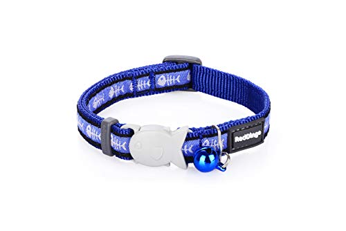 Red Dingo Collar para Gato, 12 mm/20-32 cm, Hueso de Pescado, Azul Oscuro