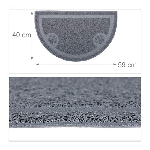 Relaxdays Alfombrilla higiénica para Arena de Gatos, Antideslizante, Impermeable, PVC, 40 x 59 cm, Color Gris