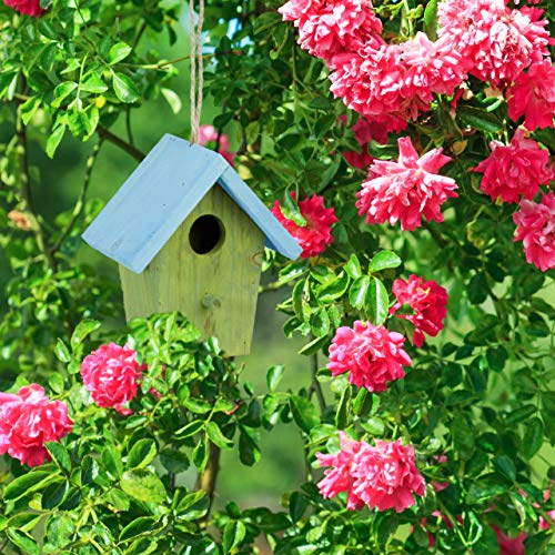 Relaxdays Casita para pájaros, Comedero Colgante de Aves, Adorno de jardín, Madera, 1 Ud, 16x15x8 cm, Verde