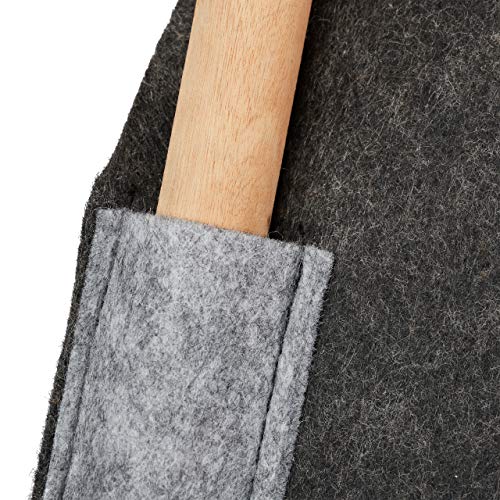 Relaxdays Tipi para Perros, Casita, Cama Gato, Tienda, Cojín, 1 Ud, Fieltro-Madera, 70,5 x 59,5 x 59 cm, Gris Oscuro