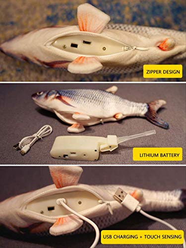 RENQINGLIN Juguetes para Gatos Peces Electrico Mini Gato Divertido Gato Gato Juguete eléctrico Fish simulación de Pescado USB batiendo Peces Peluche Juguetes de Pescado Swing niños Chanquetes
