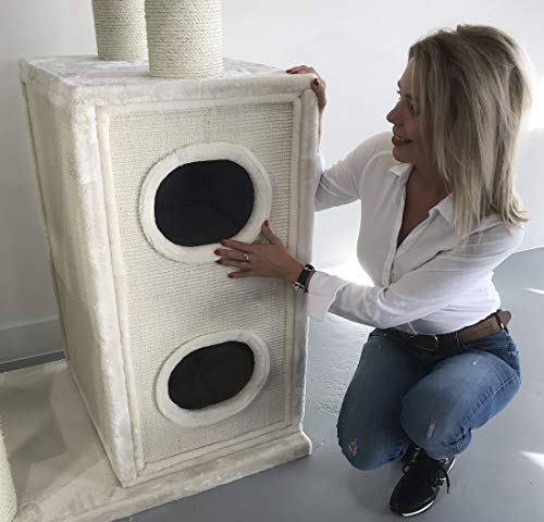 RHRQuality Rascador grande para gatos estable Cat Paradise Beige XXL Árbol rascador para gatos para Maine Coon Árbol para gatos pesados Gato trepador muebles rascadores gruesos
